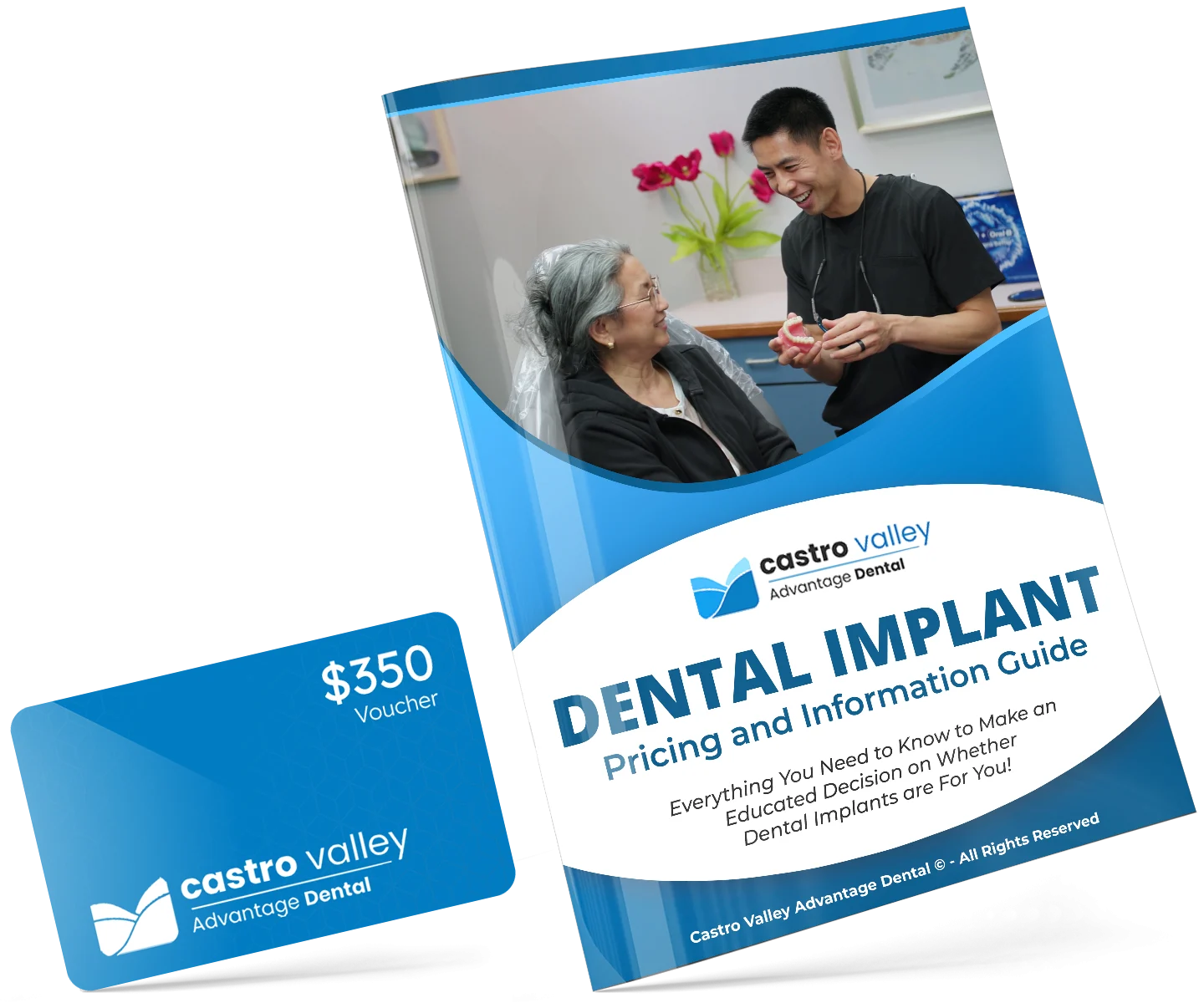 Dental implant pricing and information guide with a gift card offer